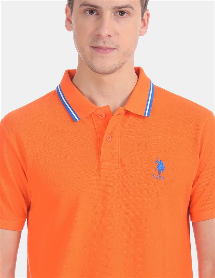 U.S.Polo Assn. Men Casual Wear Orange T-Shirt